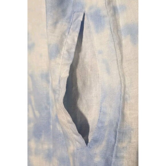 Jack & Jo 100% Linen Shirt Dress Sky Clouds Tie Dye XL Short Sleeve Blue White - Picture 4 of 9